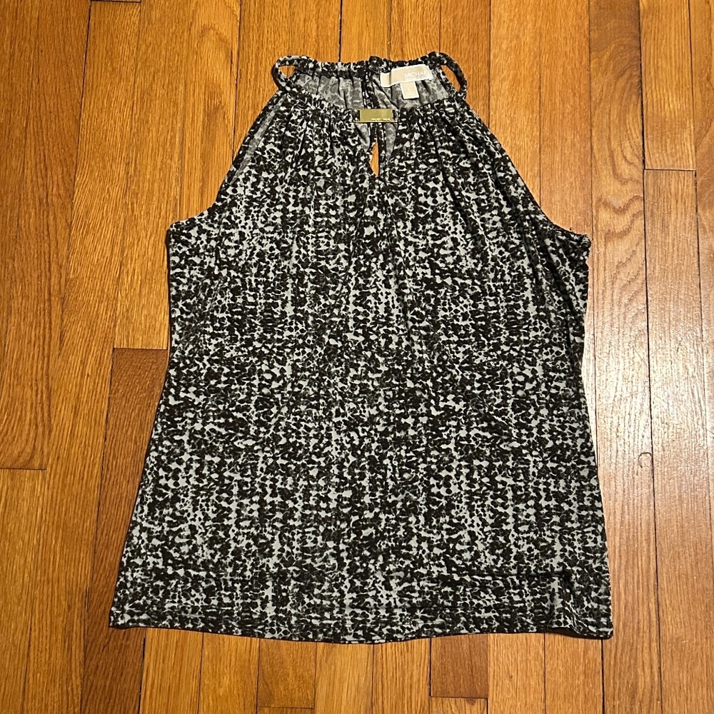Michael Kors Green and Black Print Top Women’s L